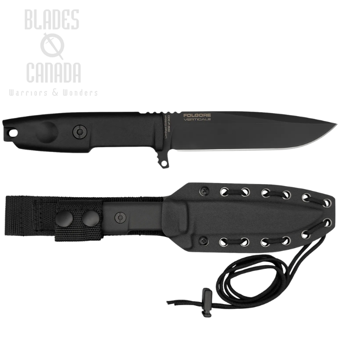(image for) Extrema Ratio Folgore Verticale Fixed Blade Knife, M390 Black, Kydex Sheath